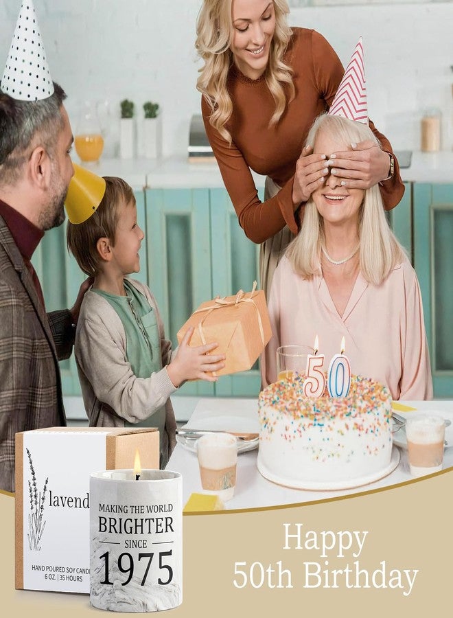 Cituarko هدايا عيد ميلادها الخمسين - هدية لامرأة تبلغ من العمر 50 عامًا - هدايا عيد ميلاد 1975 للنساء - فكرة هدية عيد ميلاد الخمسين لها أو له، شمعة سيراميك برائحة اللافندر 6 أونصات - Image 2